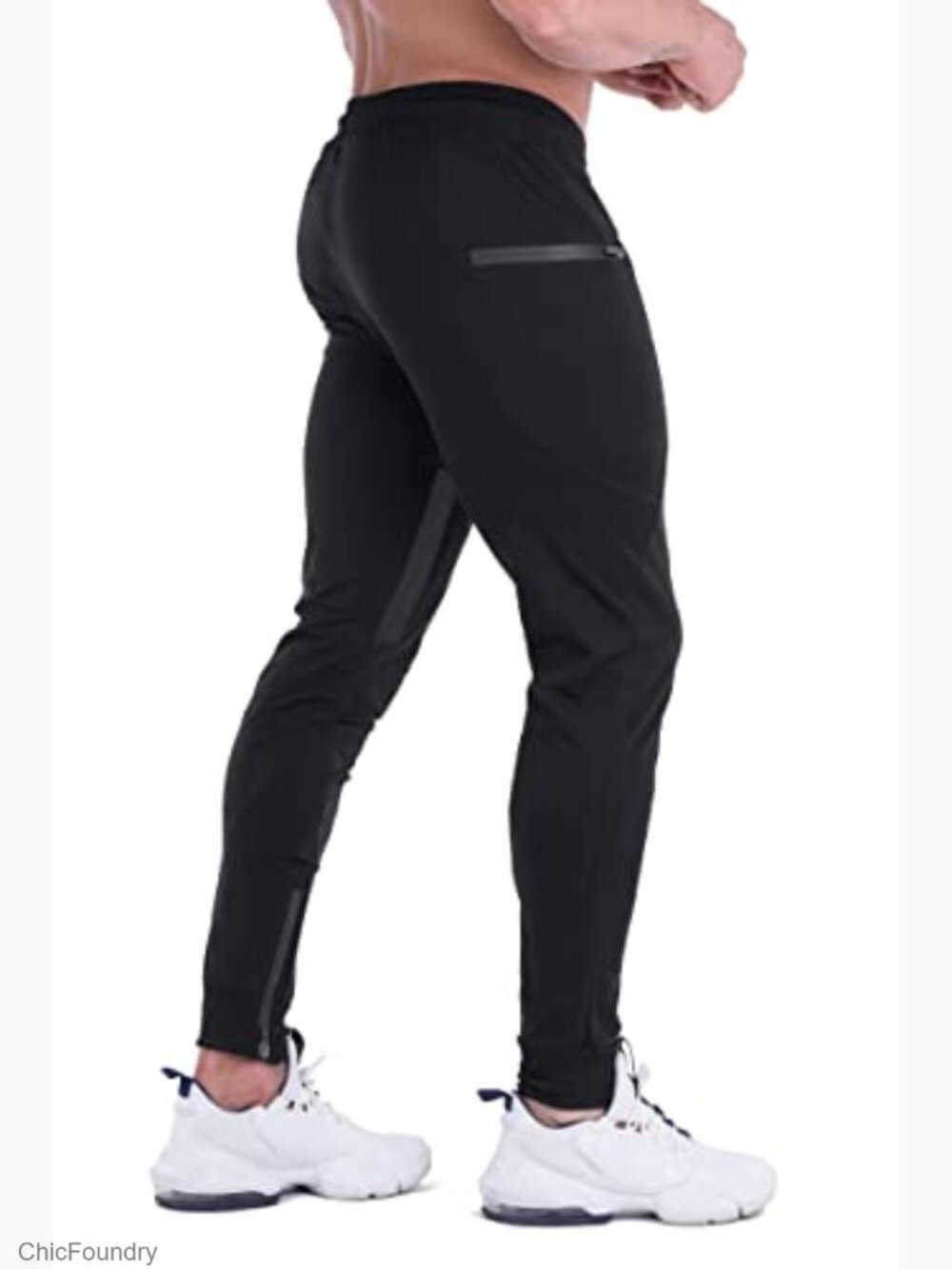 Mens Joggers Slim Fit Sweatpants with Zipper Pockets Workout Thigh Mesh - Picture 5 of 6